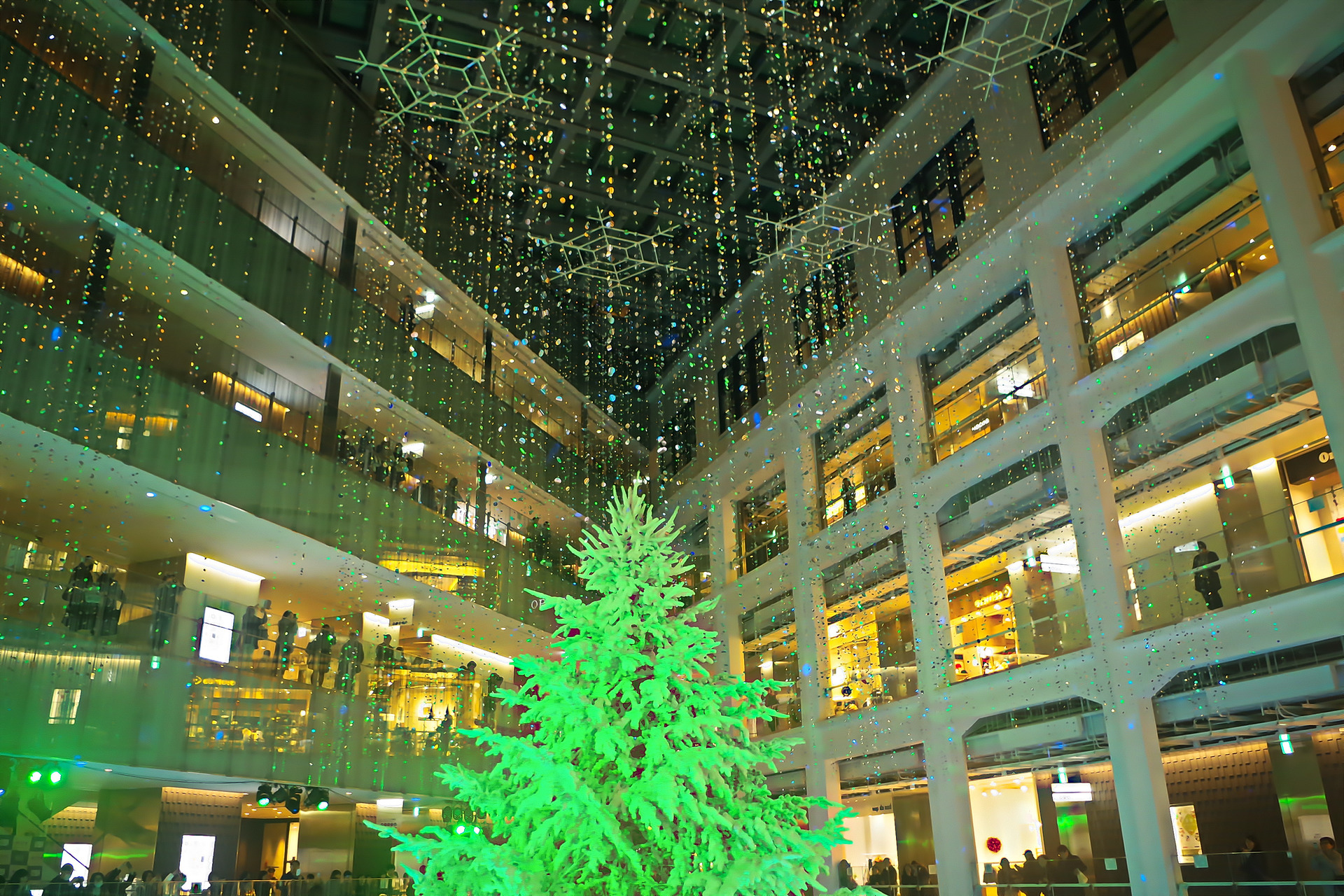 夜景 花火 イルミ Kitteのクリスマスツリー 壁紙19x1280 壁紙館