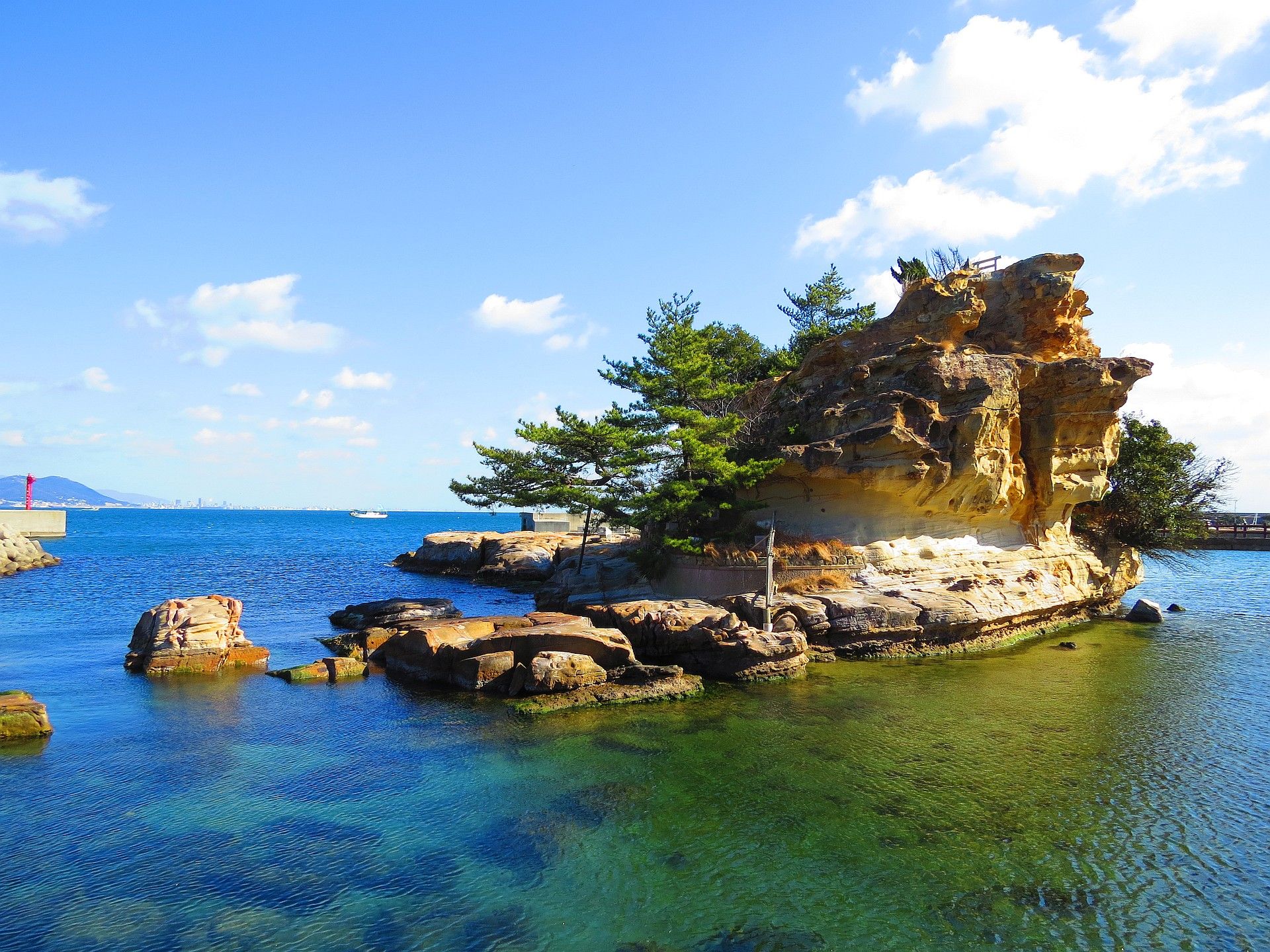 日本の風景 淡路島岩屋 冬の絵島 壁紙19x1440 壁紙館