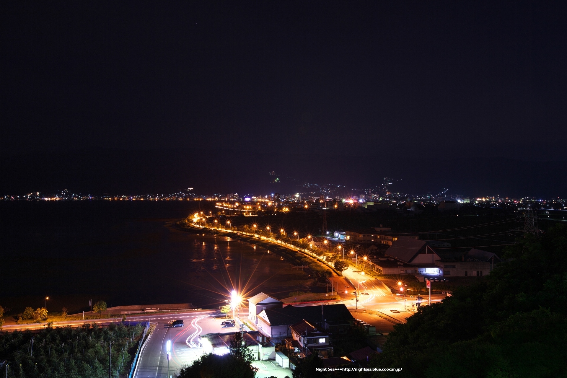 夜景 花火 イルミ 諏訪湖sa 壁紙19x1280 壁紙館