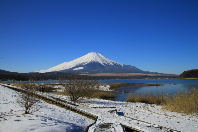 山中湖の雪景色