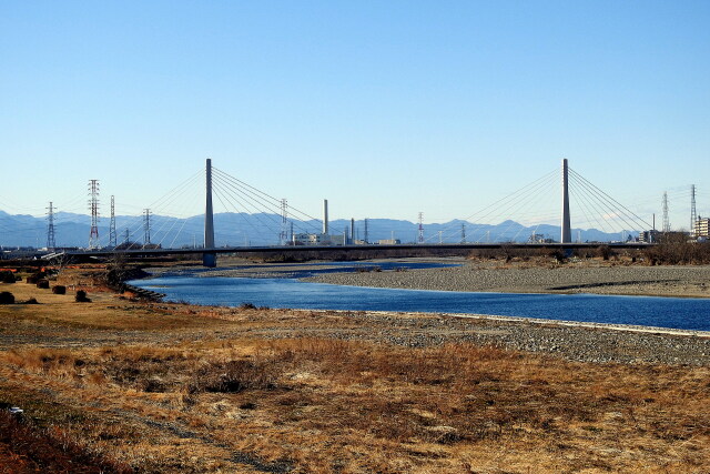 多摩川の冬景色