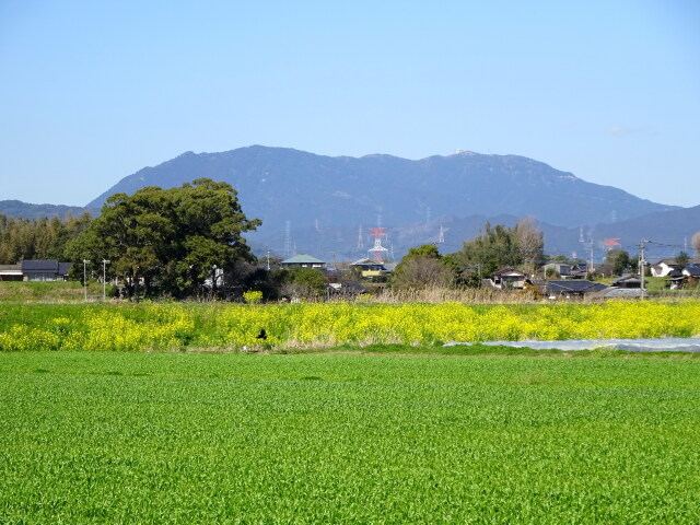 春景色の背景宝満山三郡山