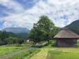 茅葺き小屋と大山 夏3