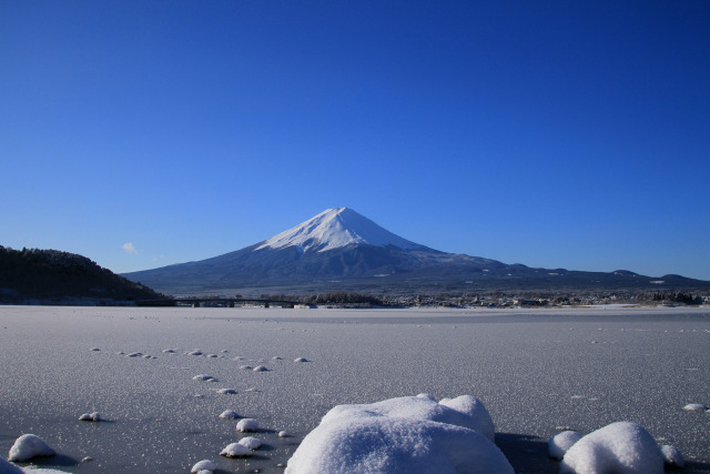 凍ってる河口湖