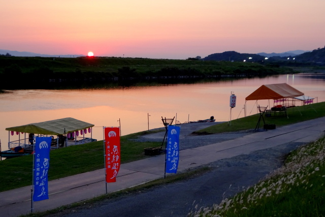 筑後川鵜飼 船着き場の夕暮れ