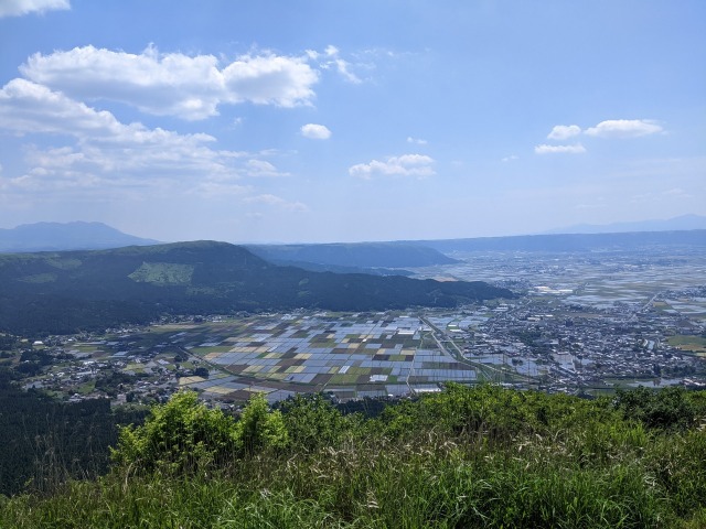 水がはられた水田と阿蘇の外輪山