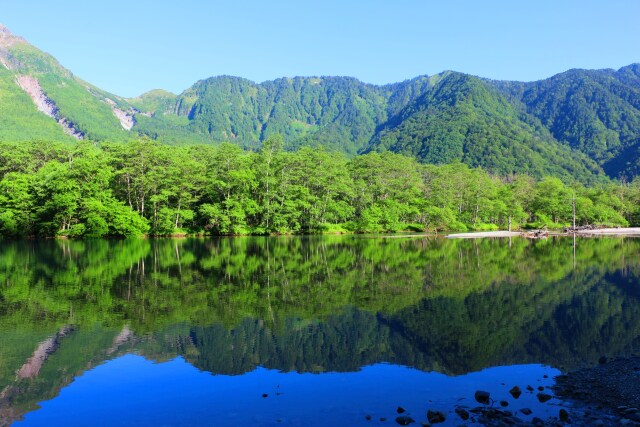 夏の対称の大正池