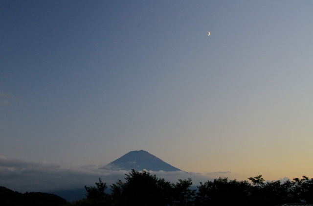 富士山&月