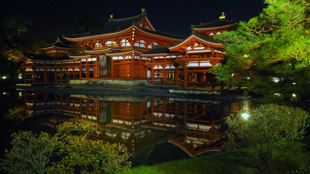 秋の夜の平等院鳳凰堂