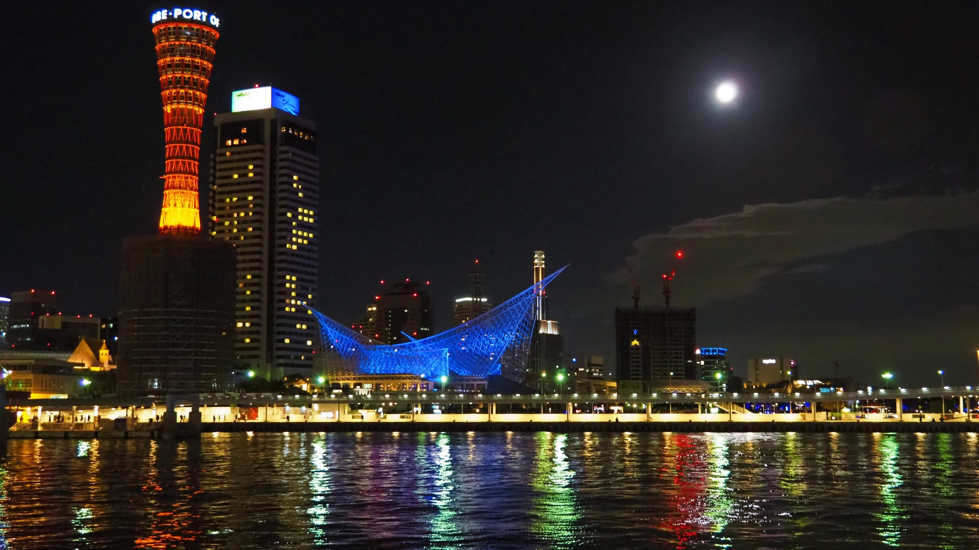 夜景 花火 イルミ 夜の神戸 壁紙19x1080 壁紙館