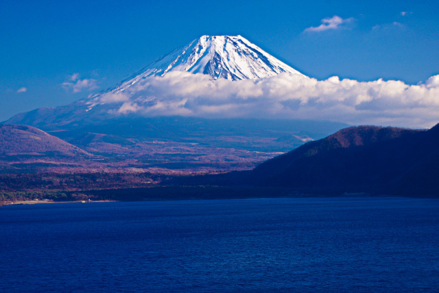 本栖湖から望む富士山