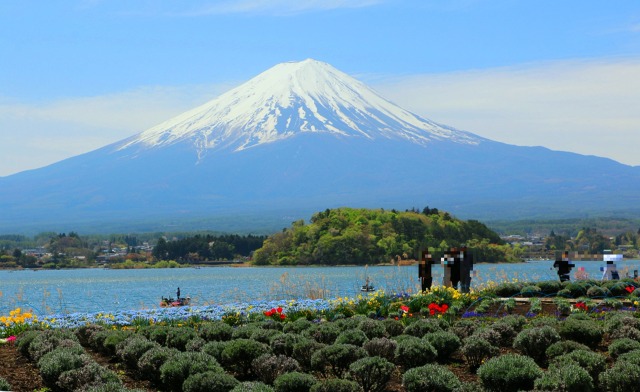 新緑の河口湖