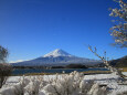 河口湖の雪景色