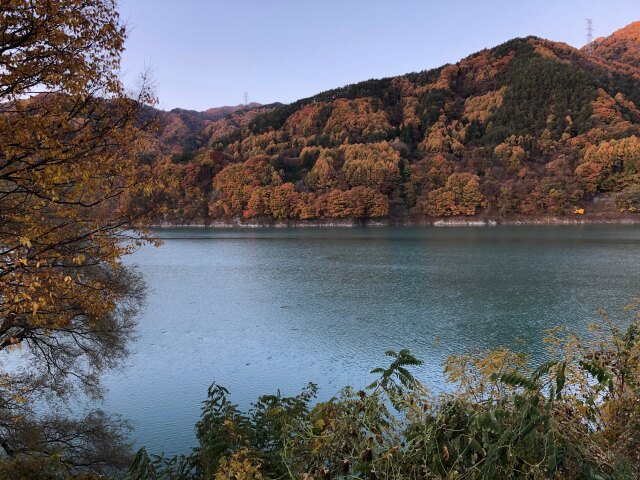 晩秋のダム湖