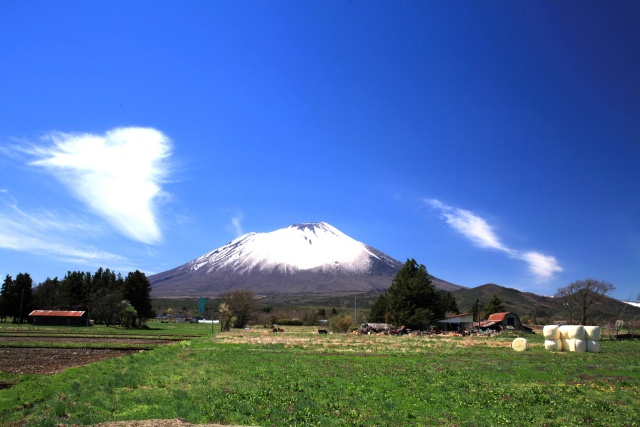 農場と岩手山