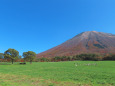 牧場と紅葉の大山