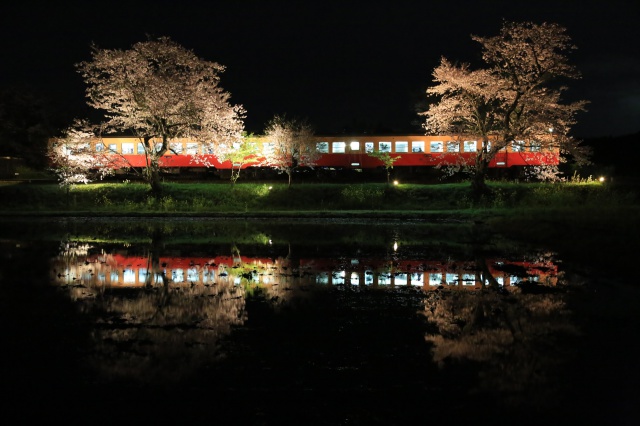 春夜の田舎駅