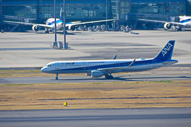 羽田空港の全日空機