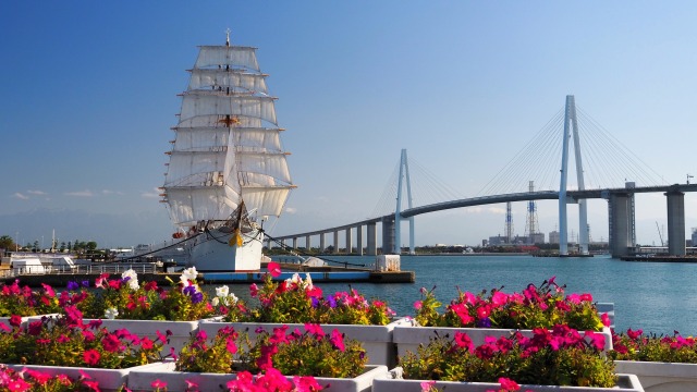 海王丸と新湊大橋